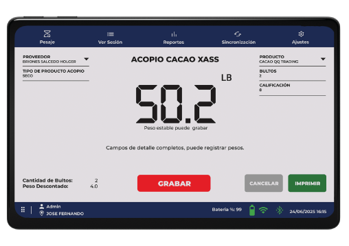 PAD Cacao Tablet Interface